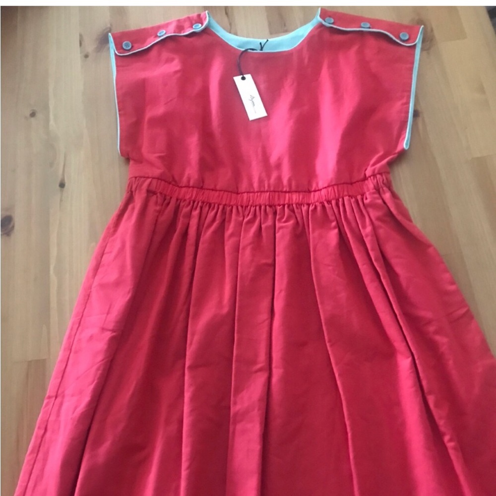 Bijou Sauvage Red Girls' Pleated Dress with Contrast Trim NWT Size 14